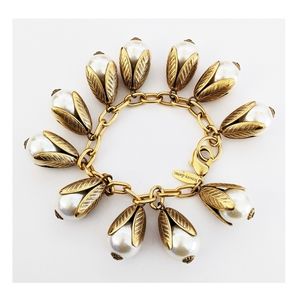 Lenora Dame gold tone floral charm bracelet